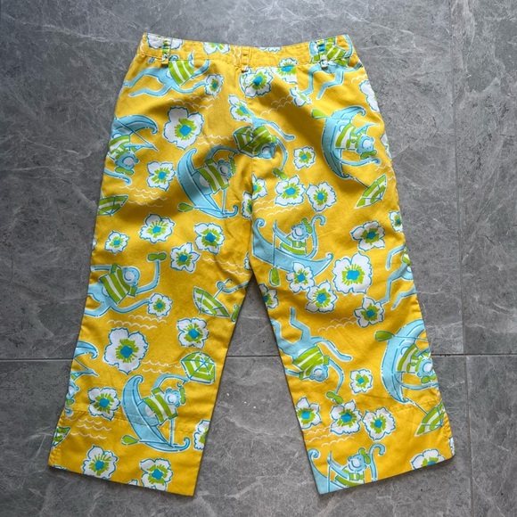 Lilly Pulitzer Girls Youth Pants Les Monkey Print Yellow Vintage Size 7 - Picture 4 of 5